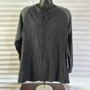 Galaxy by Harvic Men's Long Sleeve Henley Shirt Dark & Light Gray S 2XL Casual